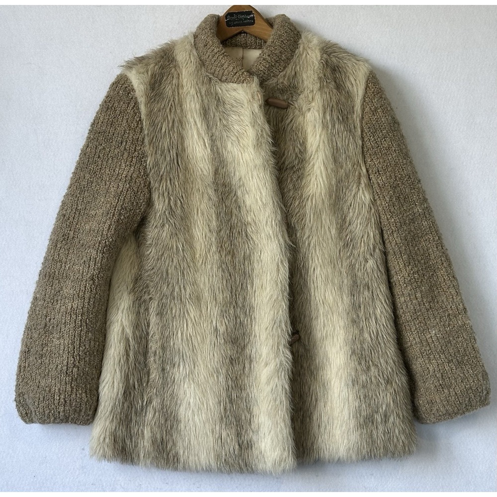 VTG Jacket Faux Fur Leather Retro Dubrowsky Perlbinder Women's‎ Sz M